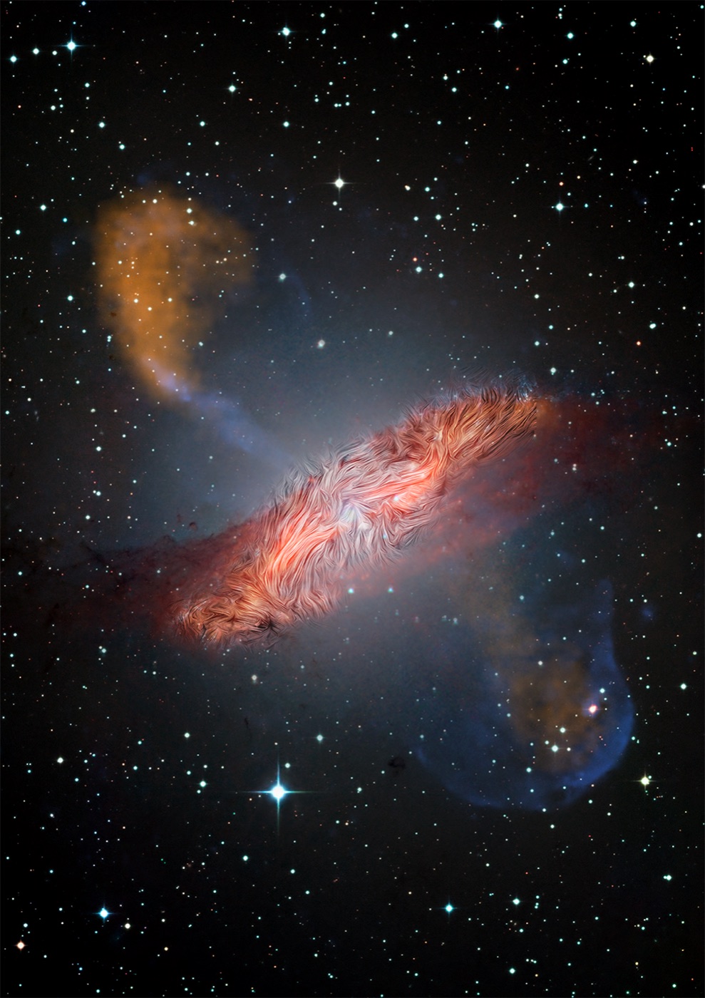 The warped magnetic field of the molecular disk of Centaurus A