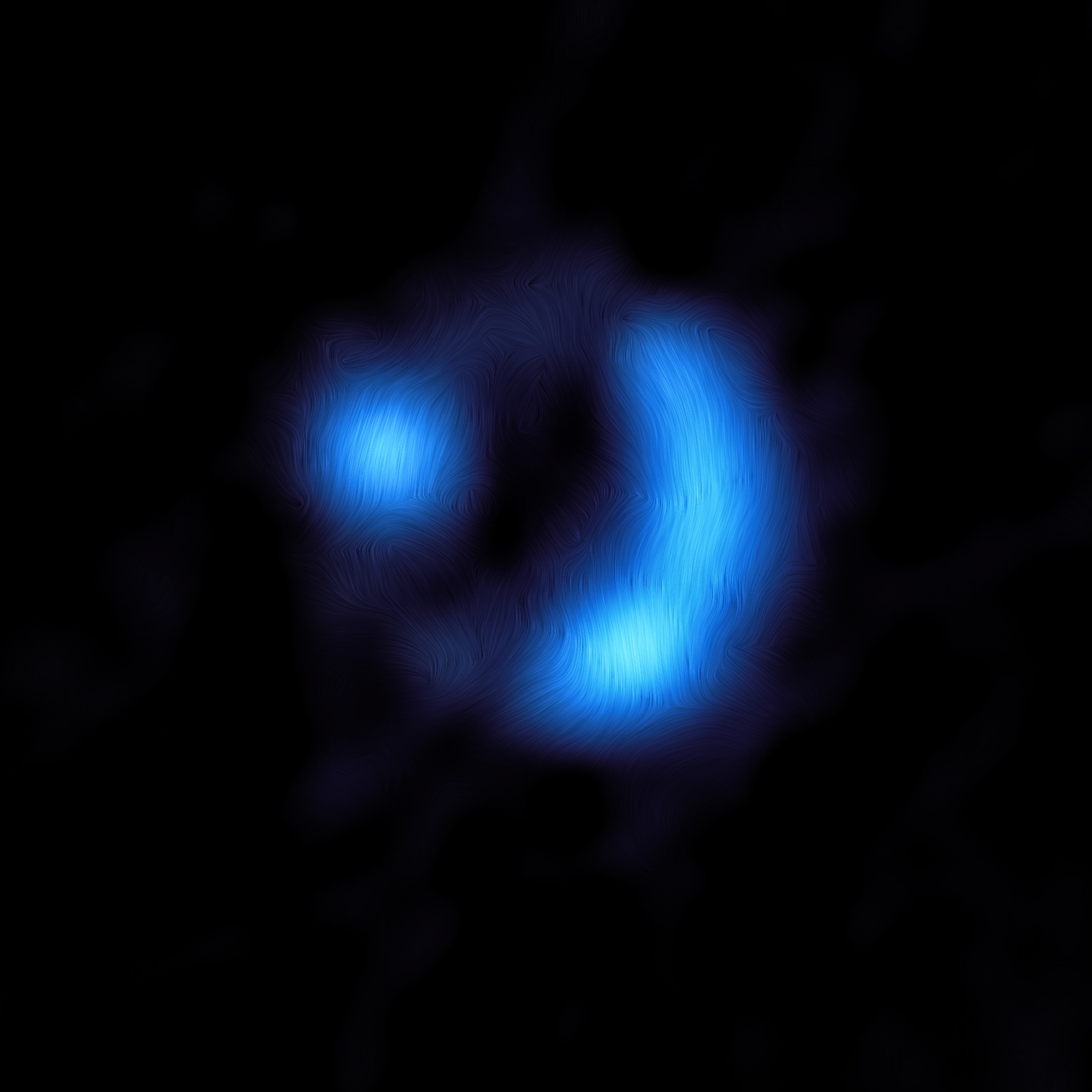 ALMA image of the strongly lensed dusty star-forming galaxy 9io9, showing the orientation of its magnetic field